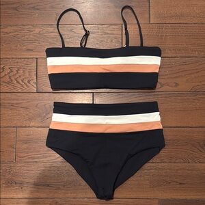 L*Space Black and Peach Bikini Set